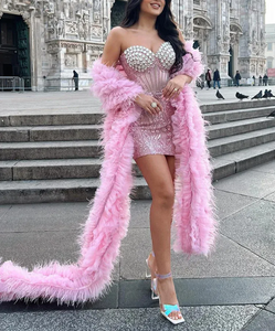 Sexy Pink Sequins Women Gowns Dress