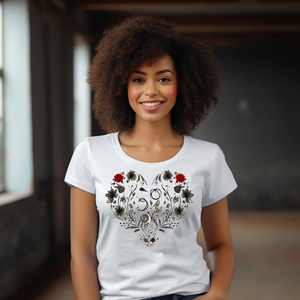 Plant and Roses Heart Tshirt