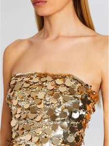 RED AND GOLD Strapless Backless Sequin Sparkly Mini Dress