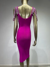 Load image into Gallery viewer, Luxury Women Celebrity Sexy Backless Beading Rhinestone Midi Bodycon Bandage Dress 2024 Elegant Evening Club Party Dress