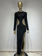 Load image into Gallery viewer, BLACK O Neck Hollow Out Elegant Dress