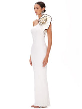 Cargar imagen en el visor de la galería, One Shoulder Flower White Dress