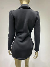 Load image into Gallery viewer, Long Sleeve Pearl Sequins Blazer Black Mini Gowns Dress