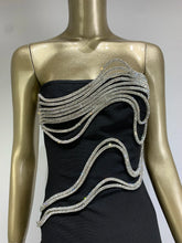 Load image into Gallery viewer, Strapless Backless Diamonds Black Maxi Long Bodycon Bandage Dress