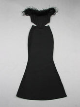 Load image into Gallery viewer, Off Shoulder Feather Black Elegant Evening Club Party Outfits