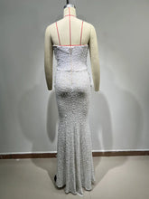 Load image into Gallery viewer, Sexy Strapless Backless Pearl Sequins Maxi Long Beige Gowns Dress