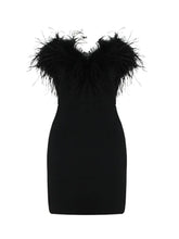 Load image into Gallery viewer, Strapless Backless Feather Black Evening Club Party Dress