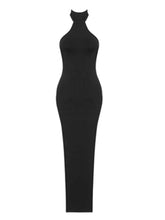 Cargar imagen en el visor de la galería, Backless Halter Black Maxi Long Bodycon Bandage Dress