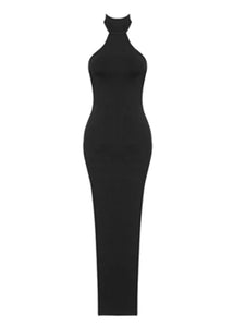 Backless Halter Black Maxi Long Bodycon Bandage Dress