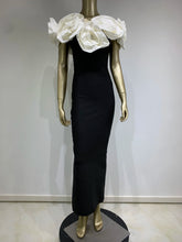 Load image into Gallery viewer, Off Shoulder Flower Diamonds Black Maxi Long Bodycon Bandage Dress