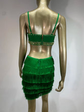 Load image into Gallery viewer, Green Tassel Cut Out Mini Bodycon Bandage Dress 2024 Elegant Evening Club Party Outfit