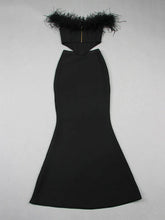 Load image into Gallery viewer, Off Shoulder Feather Black Elegant Evening Club Party Outfits