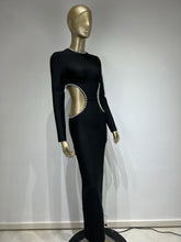 Load image into Gallery viewer, BLACK O Neck Hollow Out Elegant Dress