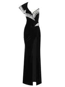 Black Split Maxi Long Bodycon Dress