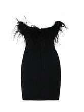 Load image into Gallery viewer, Strapless Backless Feather Black Evening Club Party Dress