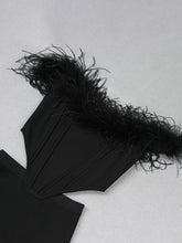 Load image into Gallery viewer, Off Shoulder Feather Black Elegant Evening Club Party Outfits