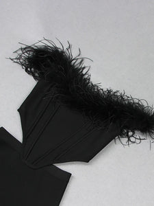 Off Shoulder Feather Black Elegant Evening Club Party Outfits