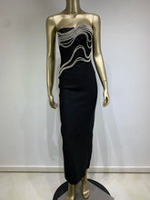 Load image into Gallery viewer, Strapless Backless Diamonds Black Maxi Long Bodycon Bandage Dress