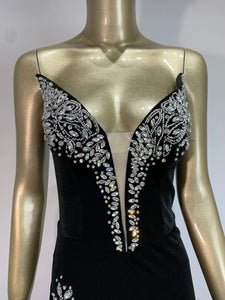 Sexy Strapless Backless Beading Diamonds Black Maxi Long Women Celebrity Dress 2024 Elegant Party Evening Stage Vestido