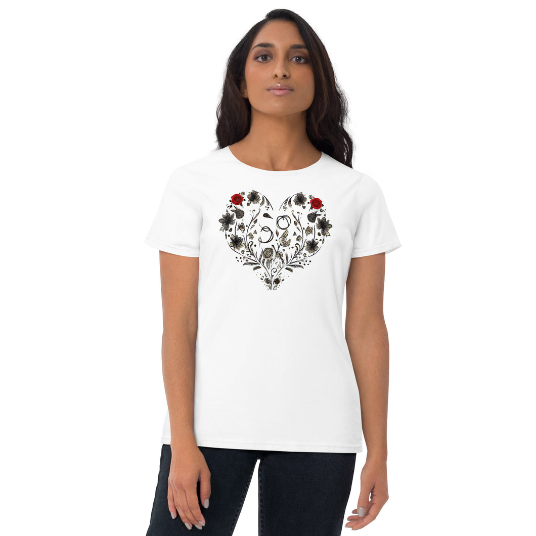 Plant and Roses Heart Tshirt