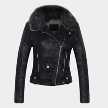 Load image into Gallery viewer, Hot Women Winter Warm Faux Leather Jacket with Fur Collar