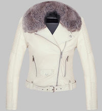 Load image into Gallery viewer, Hot Women Winter Warm Faux Leather Jacket with Fur Collar