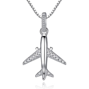 Luxury Cubic Zircon Airplane Pendant Necklace for Women