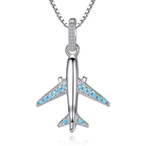 Luxury Cubic Zircon Airplane Pendant Necklace for Women