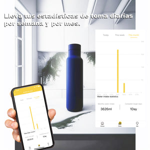 Termo Botella De Agua Inteligente 600ml 24 Hrs App Tracking