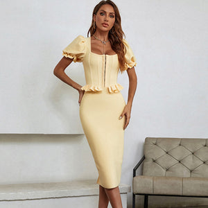 Yellow Above the Knee Dress