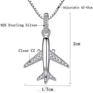 Luxury Cubic Zircon Airplane Pendant Necklace for Women