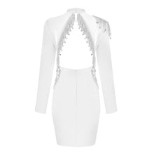 Load image into Gallery viewer, White Winter Sexy Long Sleeve Backless Crystals Dress