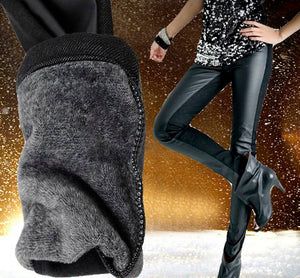 Thick Leggings Pants Faux Leather Female Winter