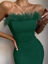 Load image into Gallery viewer, Cocktail and Party Dress Sexy Strapless Backless Feather Women