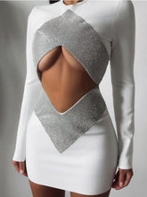 Load image into Gallery viewer, White Mini Sexy Long Sleeve Key Hole Dress