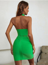 Load image into Gallery viewer, Green Backless V Neck Two Piece Set