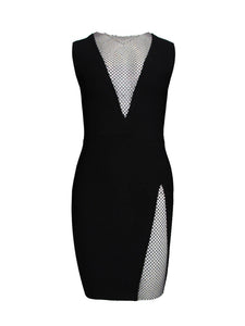 Women Summer Sexy Sleeveless Crystal Black Bodycon Bandage