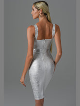 Load image into Gallery viewer, Silver Bodycon Bandage Dress