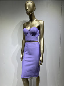 Purple Sexy Strapless Backless Set