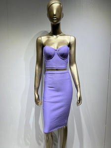 Purple Sexy Strapless Backless Set