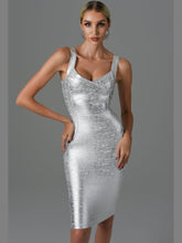 Load image into Gallery viewer, Silver Bodycon Bandage Dress