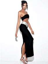 Load image into Gallery viewer, Black Sexy One Shoulder Two Piece Long Dress