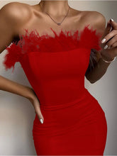 Load image into Gallery viewer, Cocktail and Party Dress Sexy Strapless Backless Feather Women