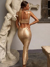 Load image into Gallery viewer, Gold Sexy Backless Hollow Out Dress