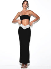 Load image into Gallery viewer, Black Sexy One Shoulder Two Piece Long Dress