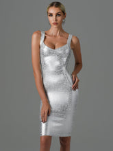 Load image into Gallery viewer, Silver Bodycon Bandage Dress