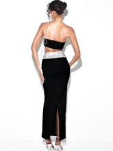 Load image into Gallery viewer, Black Sexy One Shoulder Two Piece Long Dress