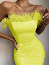 Load image into Gallery viewer, Cocktail and Party Dress Sexy Strapless Backless Feather Women