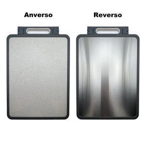 Tabla Para Picar Cortar Alimentos Acero Inoxidable con Dos Afiladores y antibacteríal