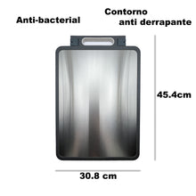 Load image into Gallery viewer, Tabla Para Picar Cortar Alimentos Acero Inoxidable con Dos Afiladores y antibacteríal